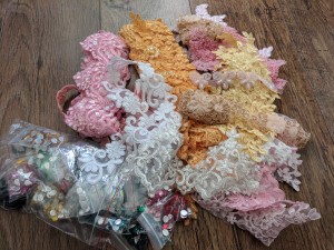 Fruit salad trims and crystals galore! 